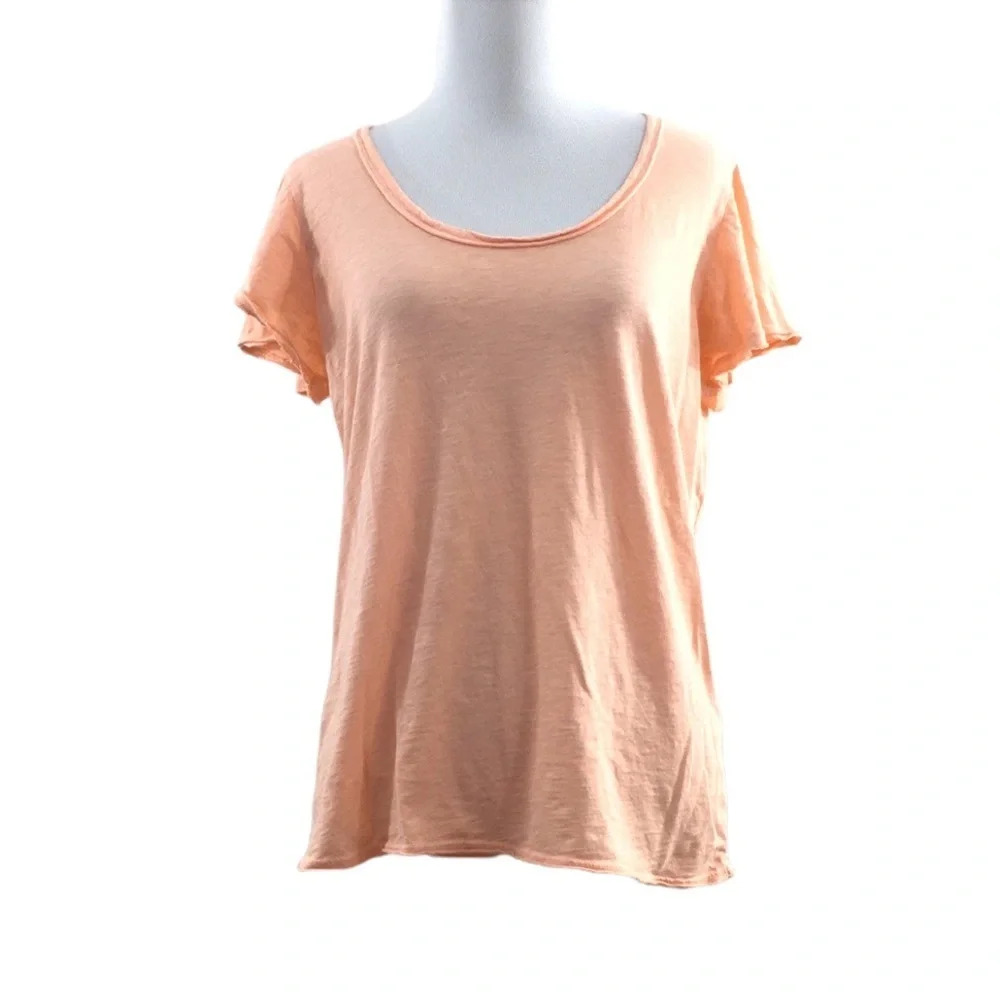 Michael Stars Peach Orange Short Sleeve Tee Womens XS Pima‎ Cotton T Shirt